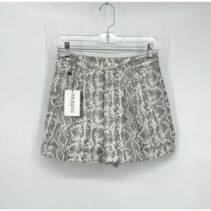 NWT Divine Heritage REVOLVE Shorts Gray Snake Vegan Leather Pleat Cuff Size S